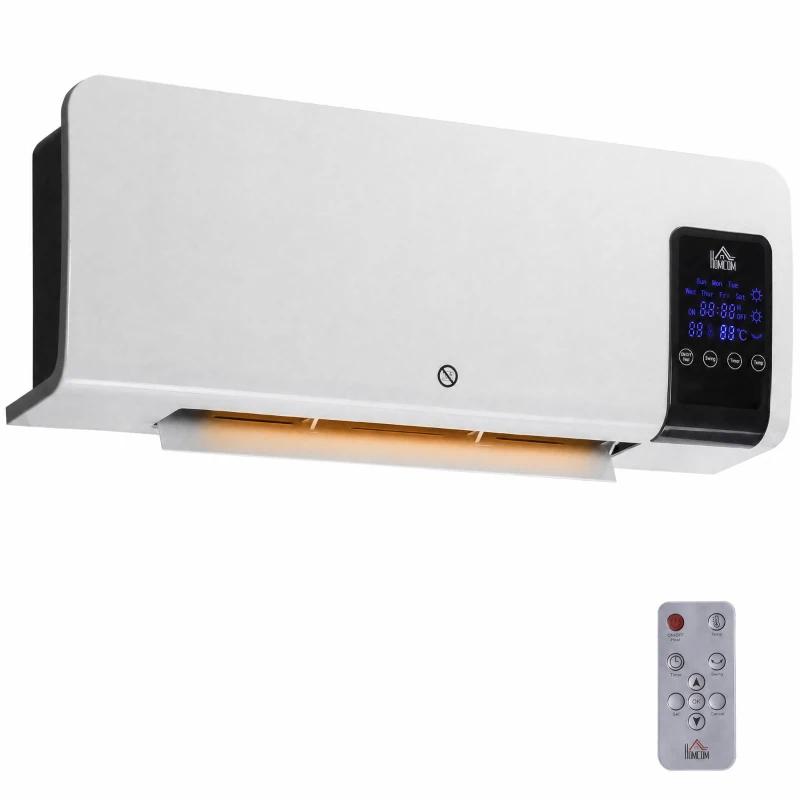 HOMCOM 2000W Wall-Mounted Heater, 18-45°C Temperature, White