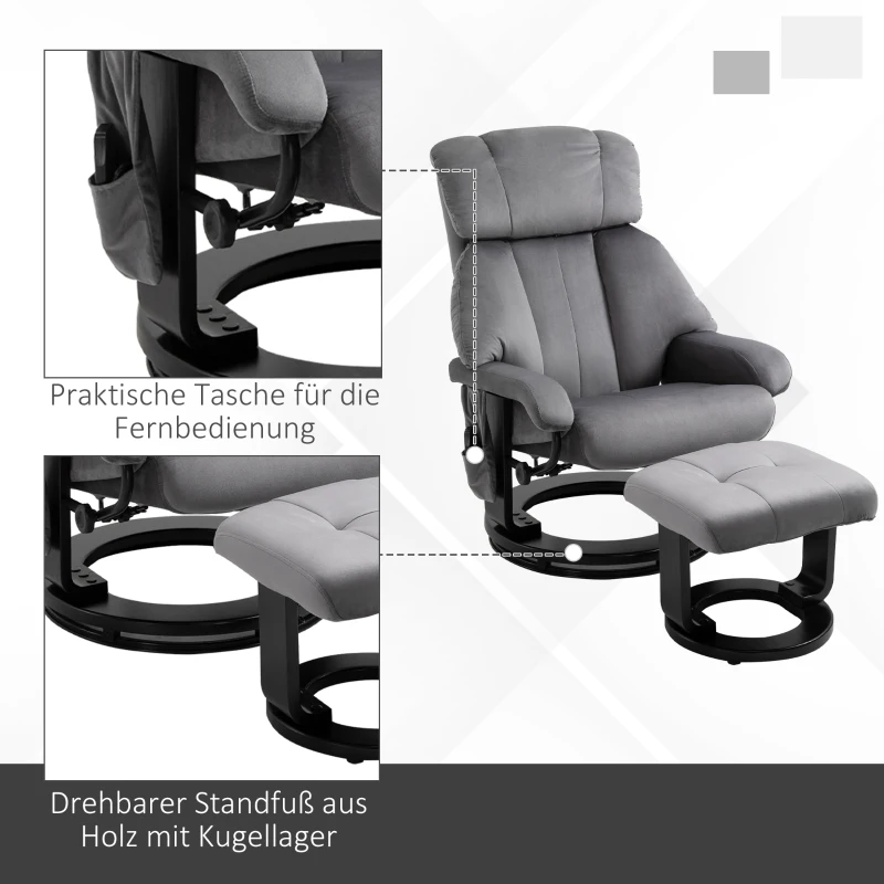 HOMCOM relaxfauteuil met massagefunctie TV fauteuil 76 cm x 80 cm x 102 cm(m-7)