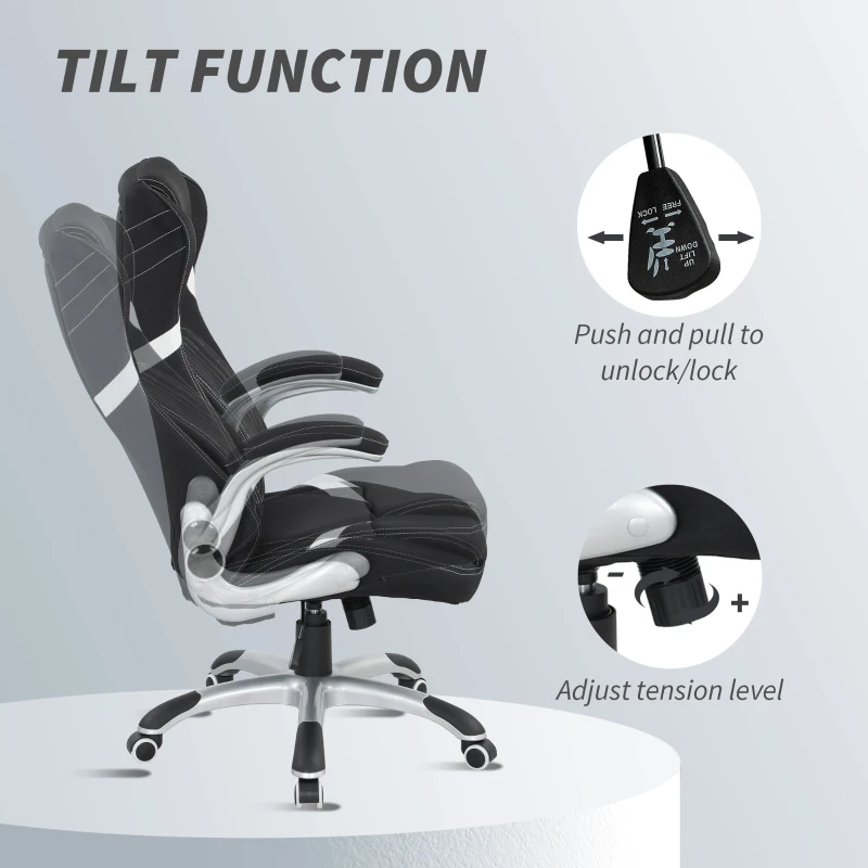 Vinsetto Linen-Look Office Chair, with Adjustable Height and Tension - Black