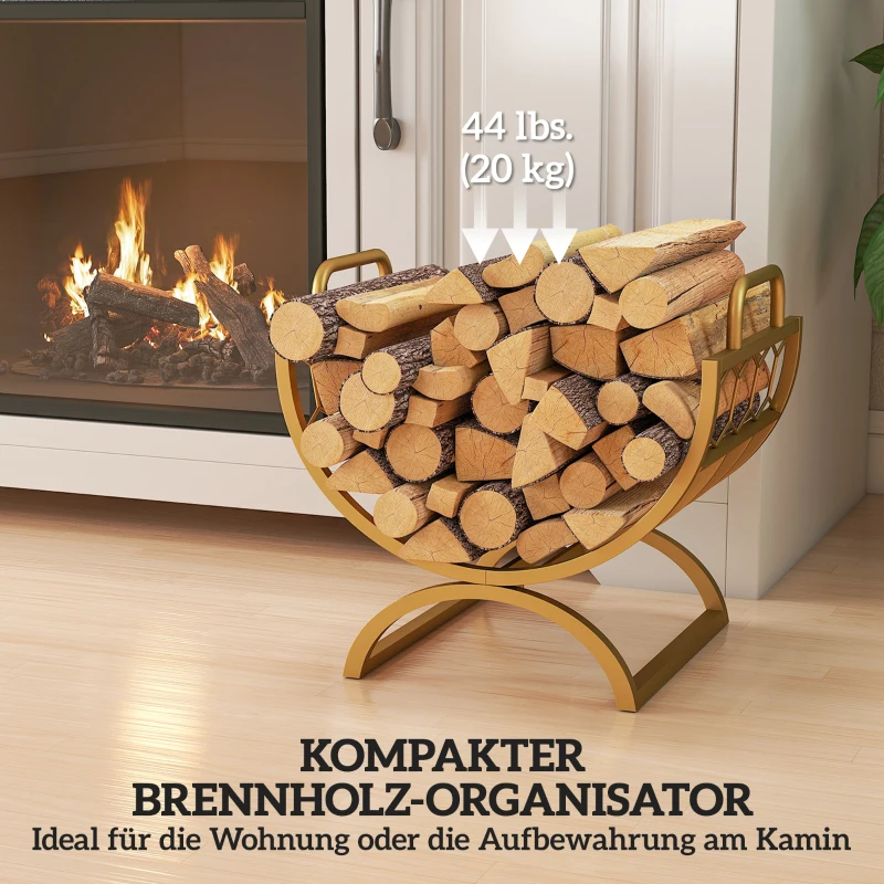 Outsunny Haardhoutrek 46 x 36 x 41 cm – Goud wafeldesign