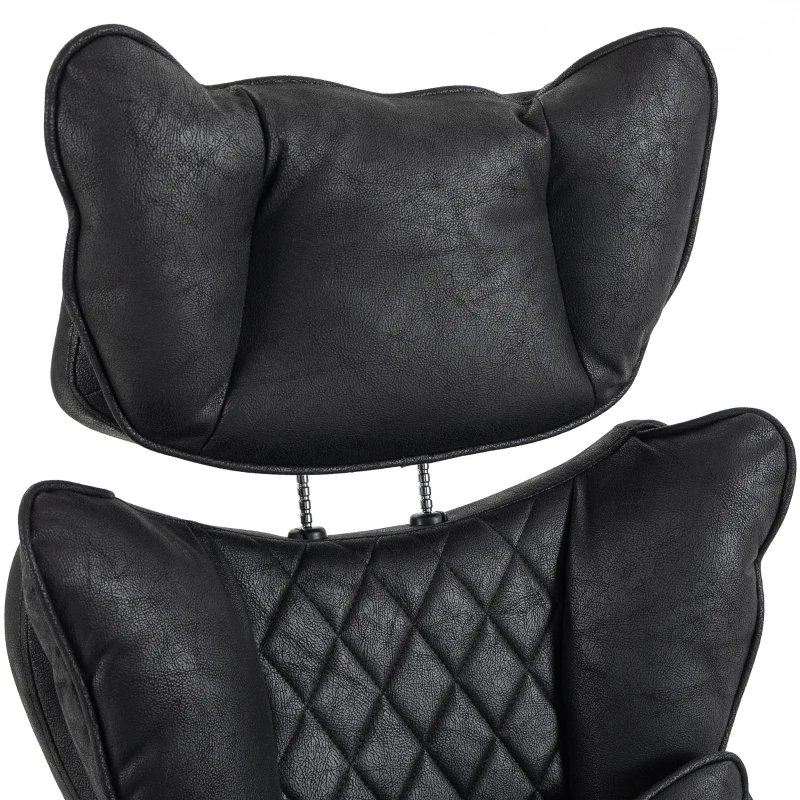 HOMCOM Executive Office Chair, Leathaire Big and Tall Office Chair 180 kg with Wide Seat, Reclining, Lumbar Support, Black