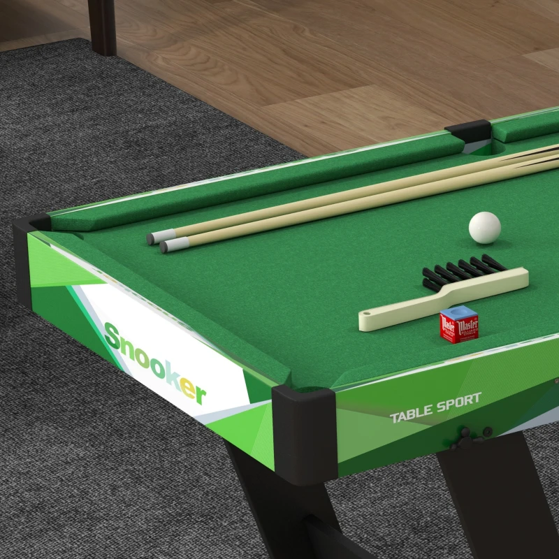 SPORTNOW Tavolo da Biliardo Pieghevole con Stecche, Palle e Triangolo per Adulti e Bambini da 12 Anni, 104x55.5x68 cm