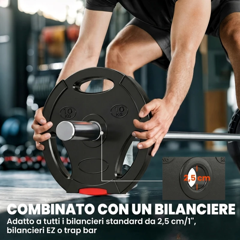 SPORTNOW Kit Pesi con 2 Dischi da 10 kg e 2 Dischi da 5 kg in Polipropilene e Sabbia, Ø34x6 cm e Ø27x4.5 cm, Nero