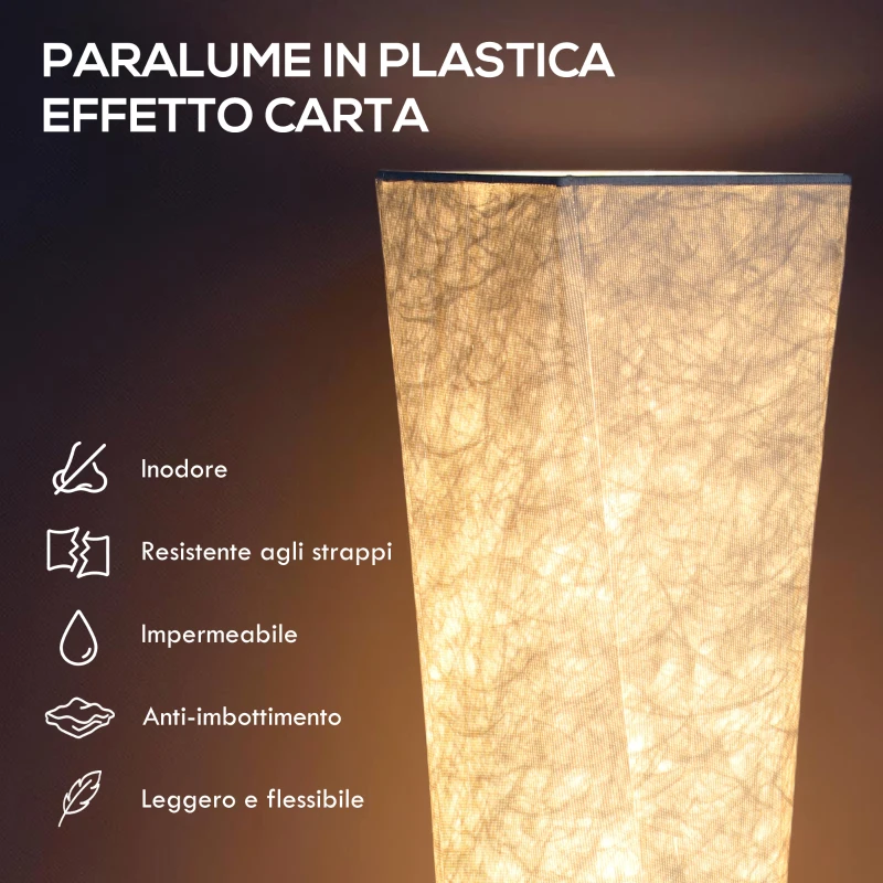 HOMCOM Lampada da Terra Moderna con Interruttore a Pedale, in Acciaio e Tessuto, 25x25x129 cm, Bianco e Argento