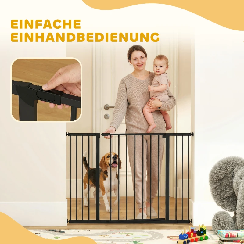 PawHut Hondenafschermingshek, Uitbreidbaar, Klemmontage, Staal, 76-107 x 76 cm, Zwart(m-7)
