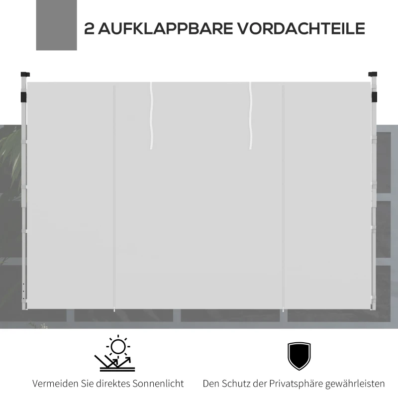Outsunny Paviljoen Gordijnen, Set van 2, voor 3x6m of 3x3m Tuinpaviljoens, met Ramen en Deuren, Wit