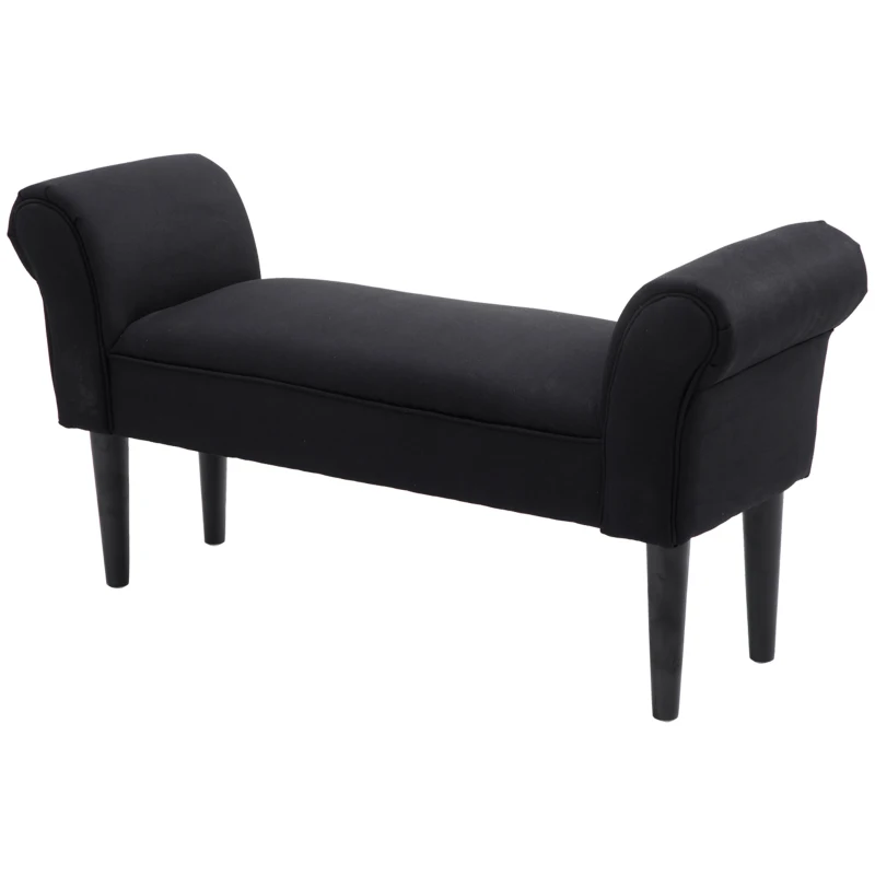 HOMCOM Panca Fondo Letto Imbottita con Braccioli Arrotolati, 102x35x51cm, Nero