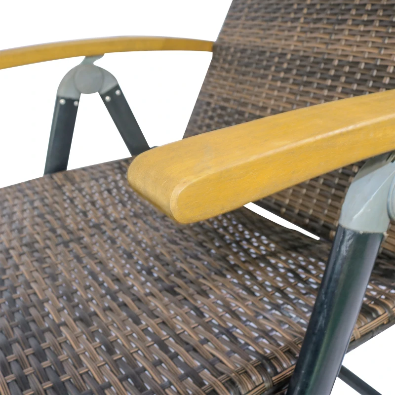 Outsunny Sdraio da Giardino Schienale Reclinabile 4 Livelli, Polyrattan e Alluminio, Chaise Longue da Esterno e Interno