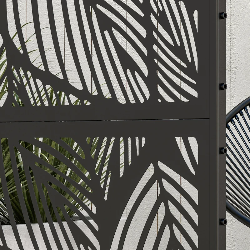 Outsunny Tuinafscheiding met bloemenpatroon, metaal, 122 x 45 x 198 cm, zwart