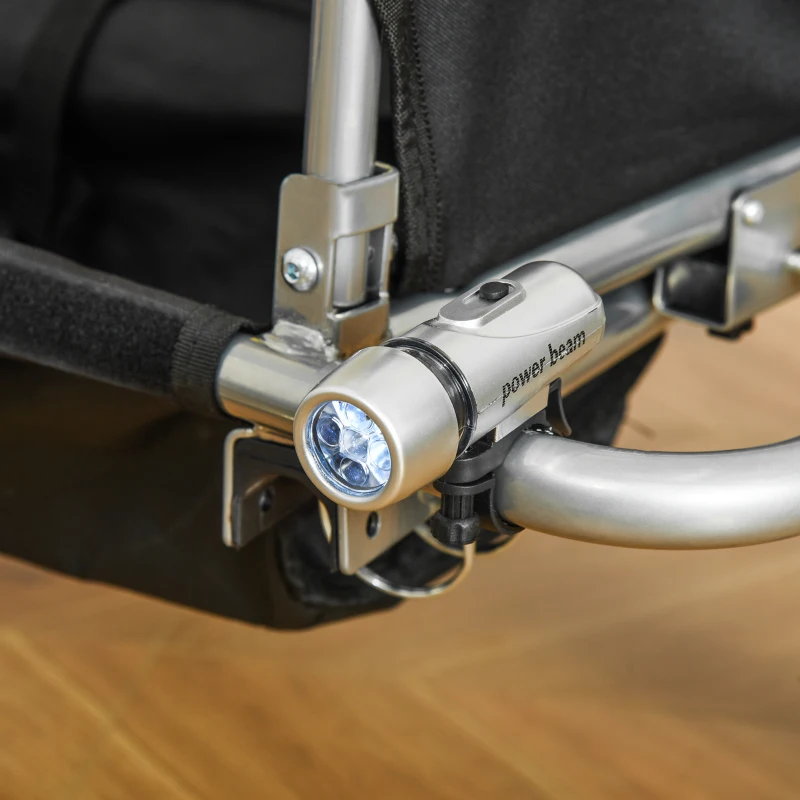 HOMCOM Remolque para Bicicleta con Barra de Paseo para Niños de 2 Plazas con Rueda Delantera Giratoria 360° y Asiento Acolchado Carga Máx. 40 kg Rojo