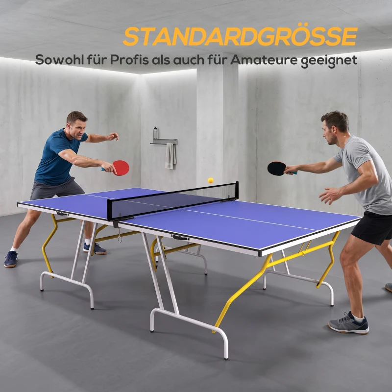 SPORTNOW Tafeltennistafel, inklapbaar, inclusief 2 bats, 3 ballen, net, indoor, metalen frame, 274x152x76cm, blauw