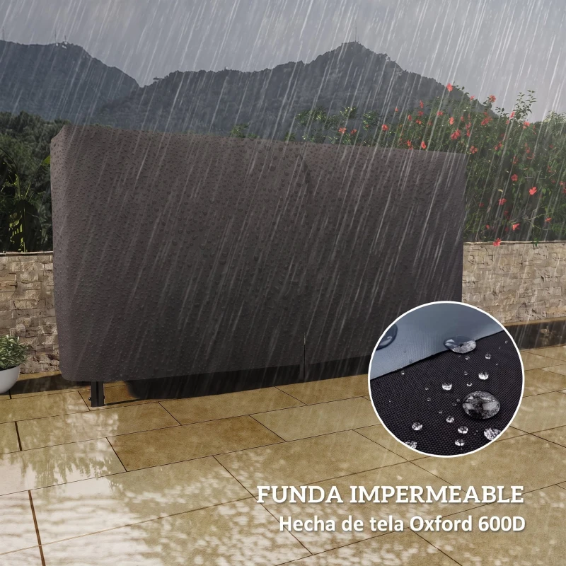 Outsunny Estante de Leña con Funda Oxford 600D de Metal Robusto Ajustable Carga 200 kg para Interior Exterior 180x36x99 cm Negro