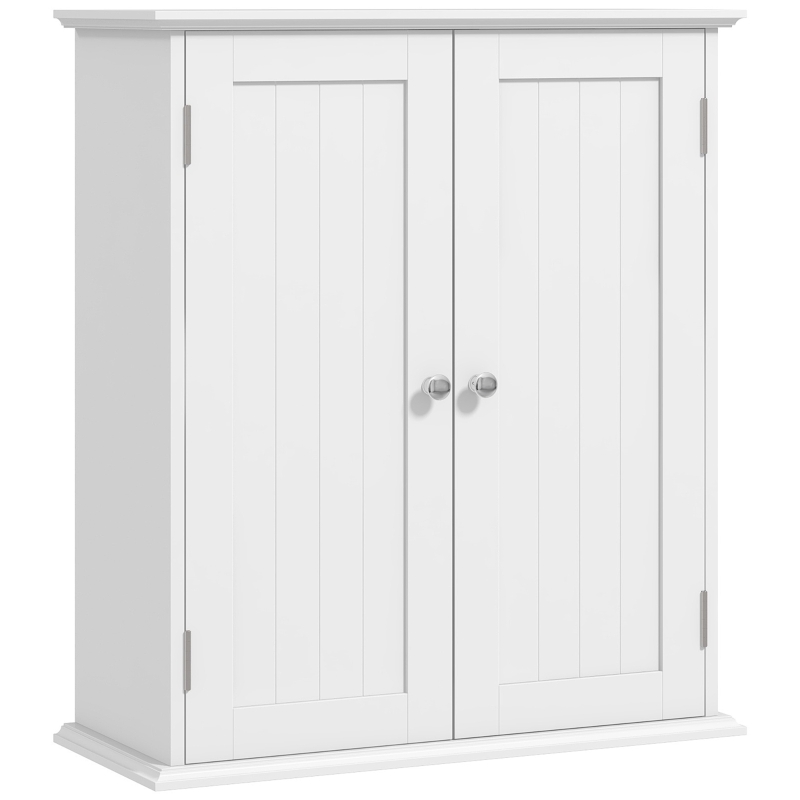 HOMCOM Bathroom Wall Cabinet, 3-Tier Wall-Mounted Bathroom Storage Cabinet with Adjustable Shelf, White