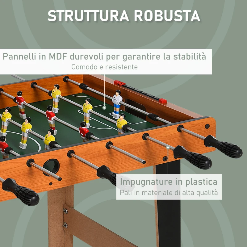 HOMCOM Calcio Balilla in Legno con 22 Giocatori e Accessori Inclusi