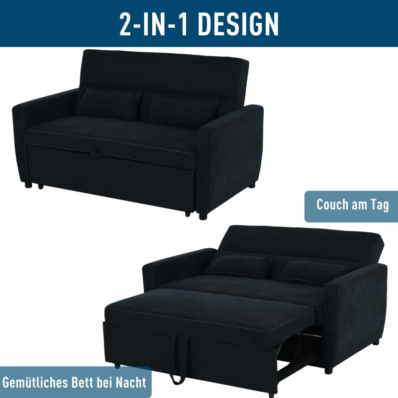 HOMCOM Slaapbank chaise longue slaapbank 2-zits bankstel in stof donkergrijs(m-7)
