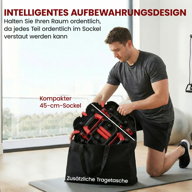 SPORTNOW Push-Up Board 7-in-1 Verstelbaar Push-Up Bord met Weerstandsbanden, Wieltjes en Deuranker, Opvouwbaar