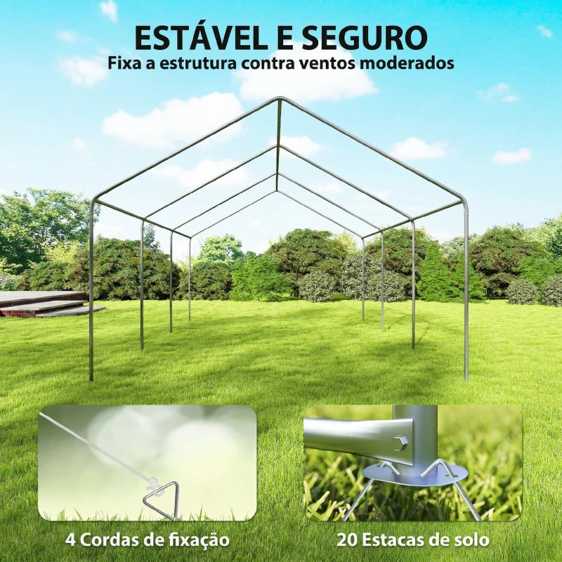 Outsunny Tenda para Festas 4x6 m, Tenda de Jardim com Paredes Removíveis, 2 Portas e Janelas UPF30+ para Casamentos, Cinzento e Branco