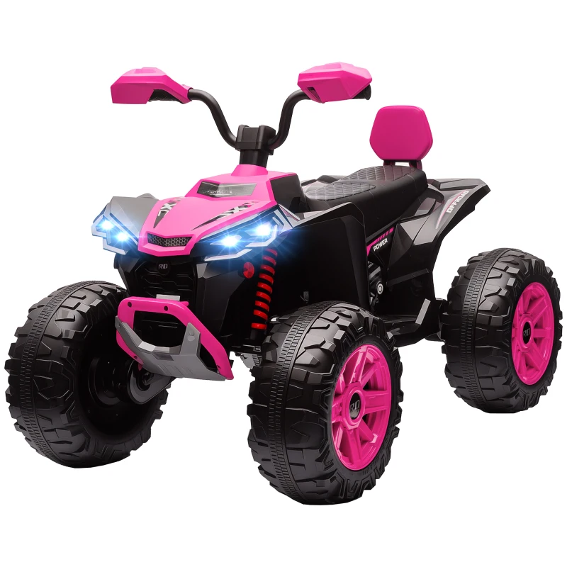 AIYAPLAY Quadricilo Elétrico para Crianças 24V com 2 Lugares 2 Motores Velocidade até 6,5 km/h Faróis Buzina Música e USB 109x68,5x76 cm Rosa