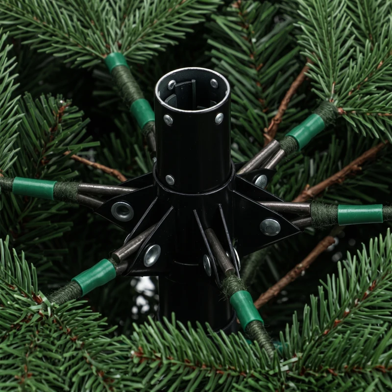 HOMCOM Kunstkerstboom 180 cm met inklapbare houten standaard, 1438 takpunten, groen
