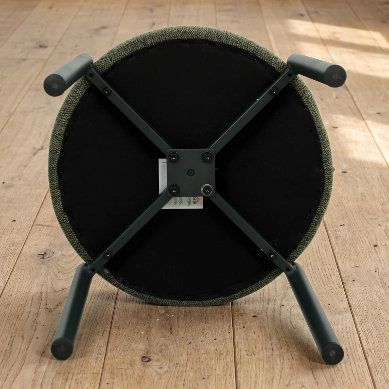 HOMCOM Lot de 4 Tabourets Empilables Ronds avec Assise Rembourrée, sans Dossier, Gain de Place, 45 x 45 x 47,5 cm, Vert Foncé