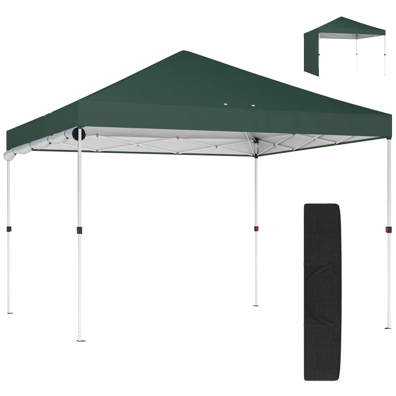 Outsunny Tenda Dobrável 3x3 m Pop-up com Parede Lateral Proteção UPF50+ Empurre Central Altura Ajustável Verde