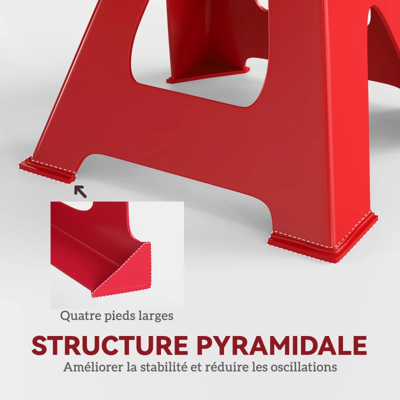 HOMCOM Lot de 2 chandelles voiture capacité 3 tonnes, hauteur réglable de 290 à 425 mm, goupille de sécurité, rouge