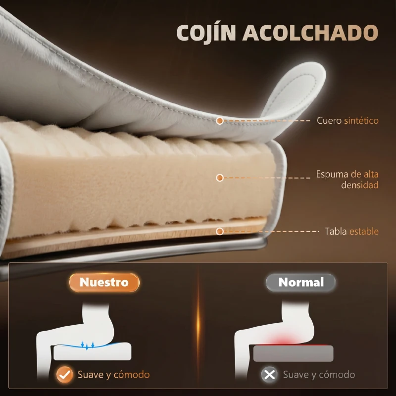 Vinsetto Cadeira de Escritório com 7 Pontos de Massagem com Apoio para os Pés Retrátil, Altura Ajustável, Comando Remoto e Tecido PU Branco