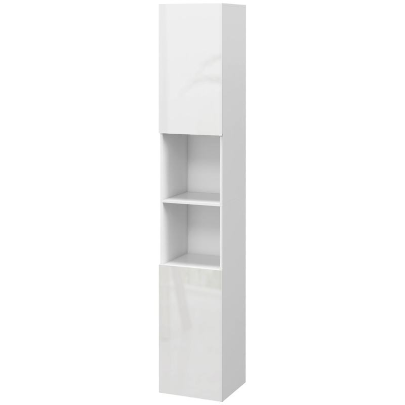 kleankin Meuble colonne de salle de bain 2 placards avec étagères réglables + 2 niches 30 x 30 x 181,5 cm blanc
