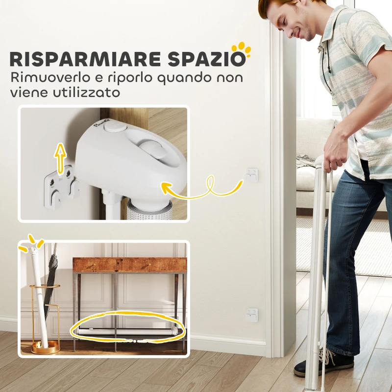 PawHut Cancellino per Cani Piccoli Estensibile 0-125 cm e Retrattile con Blocco Automatico, Bianco