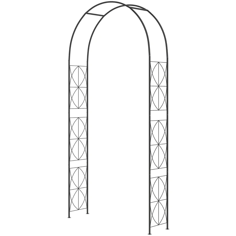 Outsunny Arco de Jardim de Metal Arco Decorativo com Desenho de Treliça para Plantas Trepadeiras para Decoração 114x30x230 cm Preto