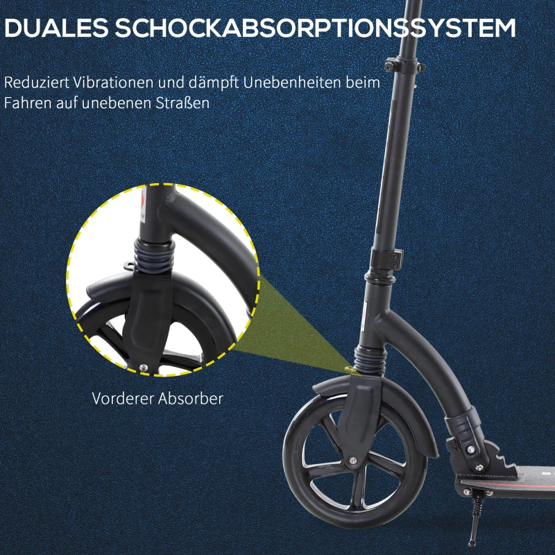 HOMCOM Kinderstep, kickstep, schokdemping, in hoogte verstelbaar aluminium zwart