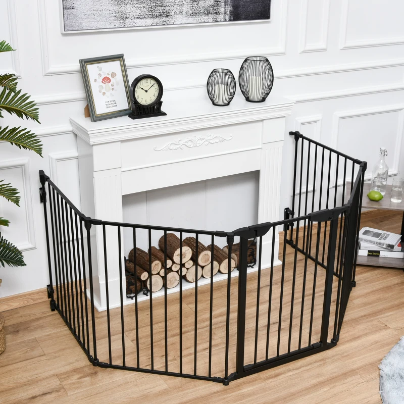 PawHut Barrière de sécurité parc enclos chien modulable pliable porte intégrée 300L max. x 74,5H cm métal PP noir