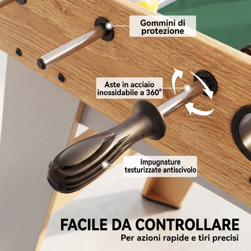 SPORTNOW Calcio Balilla con 22 Giocatori, Palline e Segnapunti Manuale, Rovere e Giallo