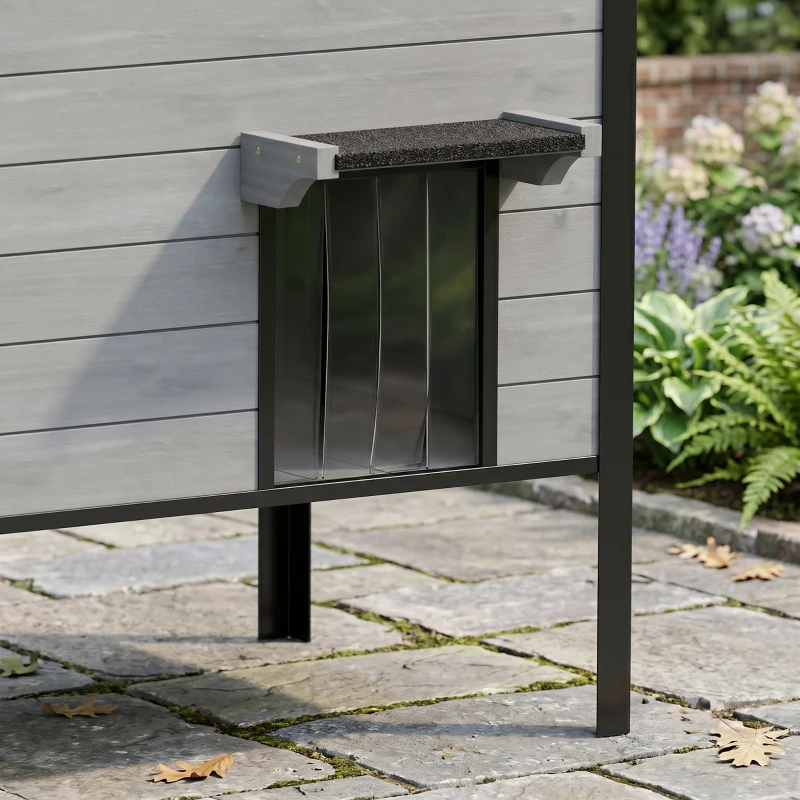 PawHut Weerbestendig kattenhuis met opklapbaar dak en uitneembare bodem, ingang voor 1-2 katten tot 12 kg, 85x55x70 cm, lichtgrijs