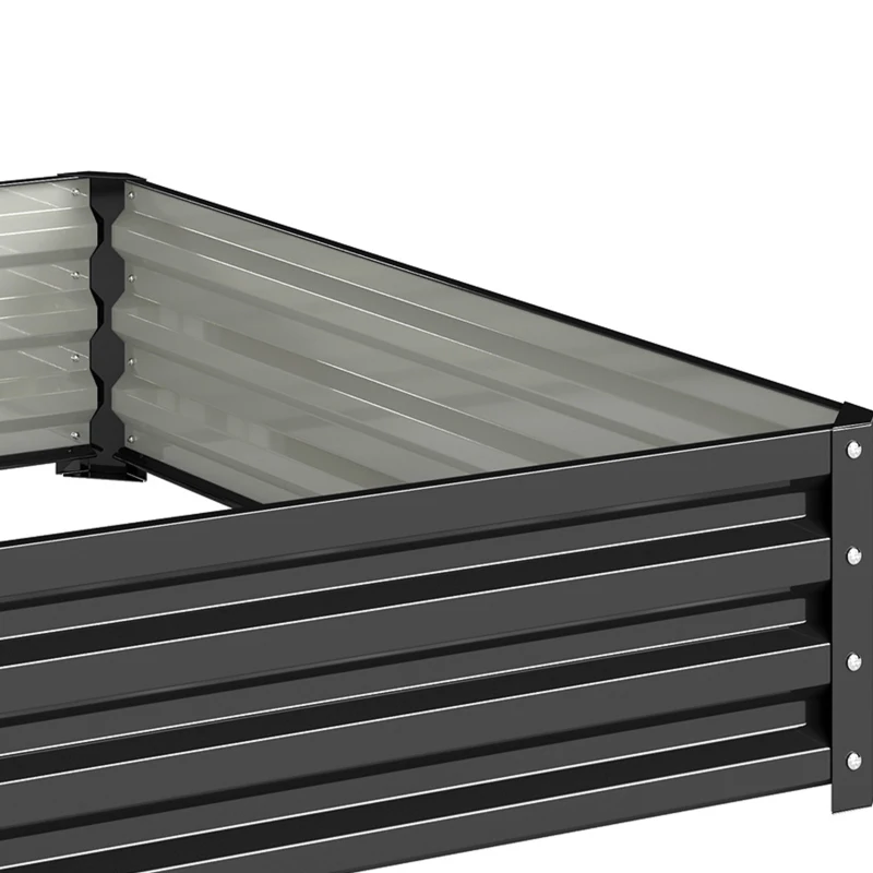 Outsunny Bedplantenbak met stalen kast grijs 120 x 120 x 30 cm