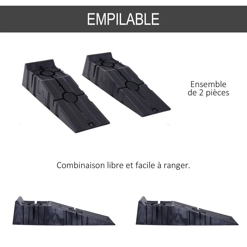 DURHAND Rampes de chargement en plastique pour voiture rampes accès 2 pièces capacité de 2,5 tonnes 91 x 30 x 21 cm noir