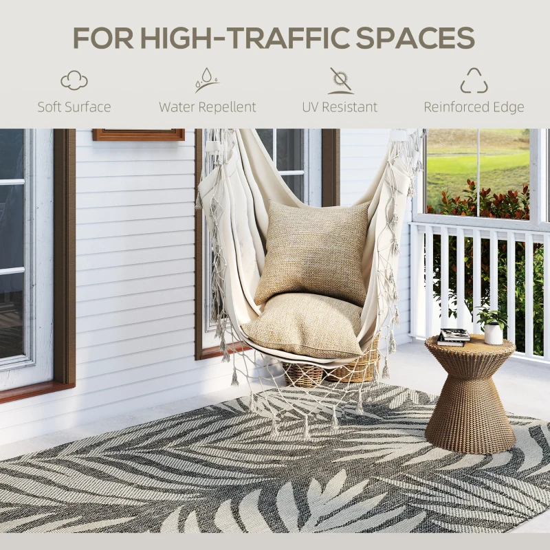 HOMCOM UV Resistant Indoor & Outdoor Area Rug, Easy-Cleaning Machine Washable Rug for Patio, Garden, Kitchen, Bathroom or Living Room, 230 x 160 cm, Grey