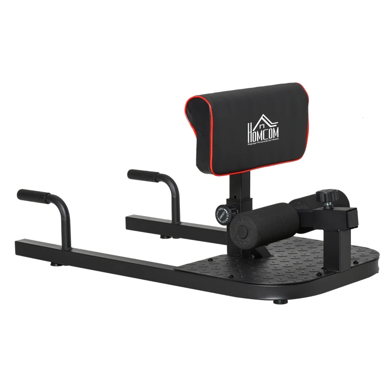 HOMCOM Sissy Squat Kniebeugentrainer Beintrainer Bauch-Gesäß-Trainer 3 in 1 Trainer verstellbar bis 120 kg Stahl Schwarz 50 x 97 x (44,5–56,5) cm