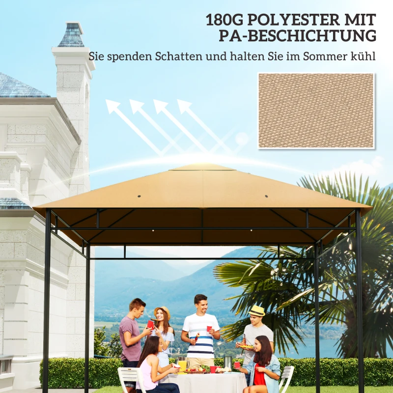 Outsunny Ersatzdach für Gartenpavillon, Polyester, 2,98 x 2,98 m, Beige