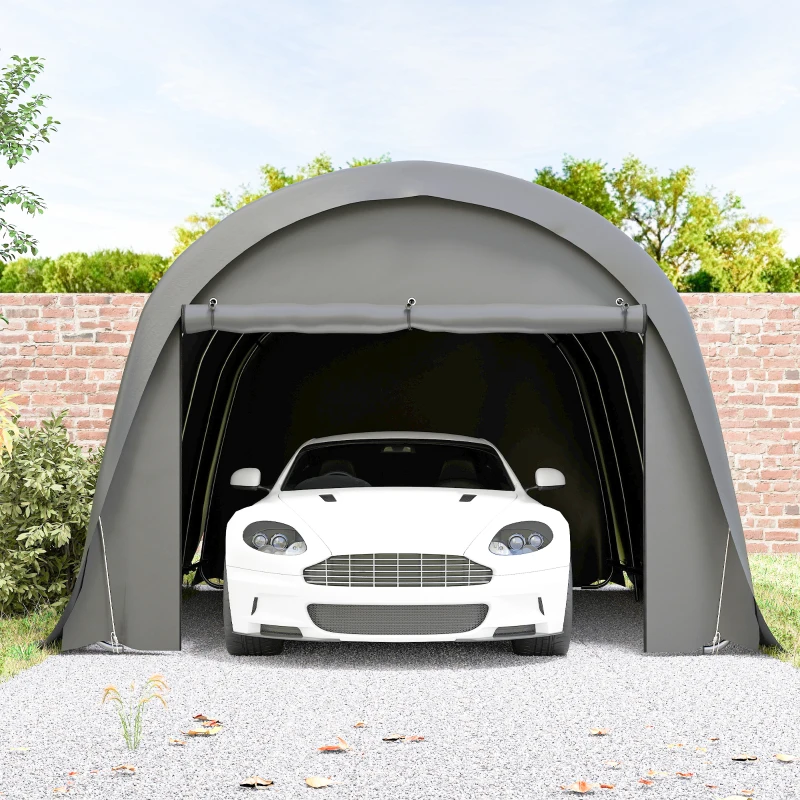 Outsunny Carport Zeltgarage 3x6m Winterfest Wasserdichtes Lagerzelt mit abnehmbaren Seitenwänden großer Rolltor, UPF50+