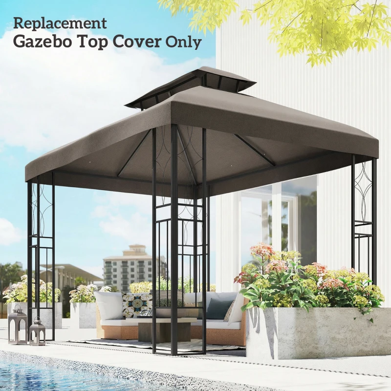 Outsunny Teto de Reposição 4x3 m com Teto Duplo Orifícios de Drenagem e Proteção UV Apenas Teto NÃO Inclui Estrutura Castanho