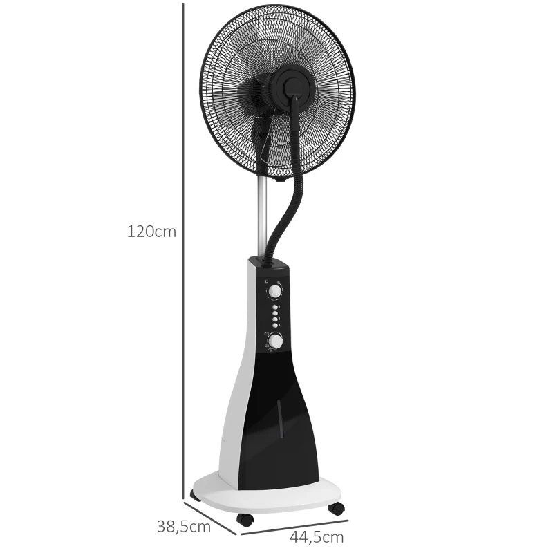 HOMCOM 2-in-1 Ventilator met Bevochtiger, 3 Snelheden, Timerfunctie, 3 L Tank, 44,5 x 38,5 x 120cm, Zwart