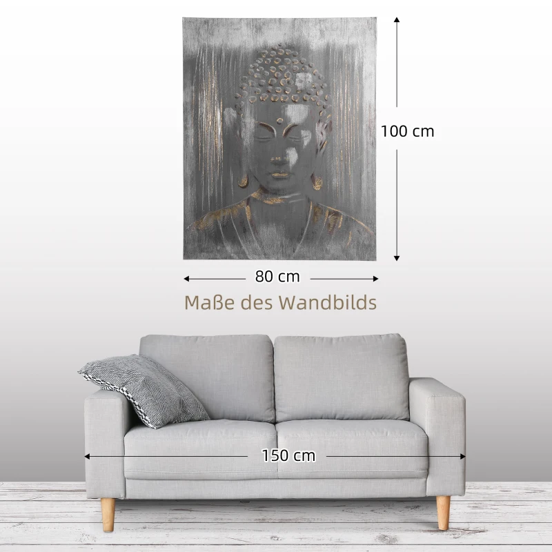 HOMCOM Wandbild "Buddha" 100L x 80B x 2, 8H cm