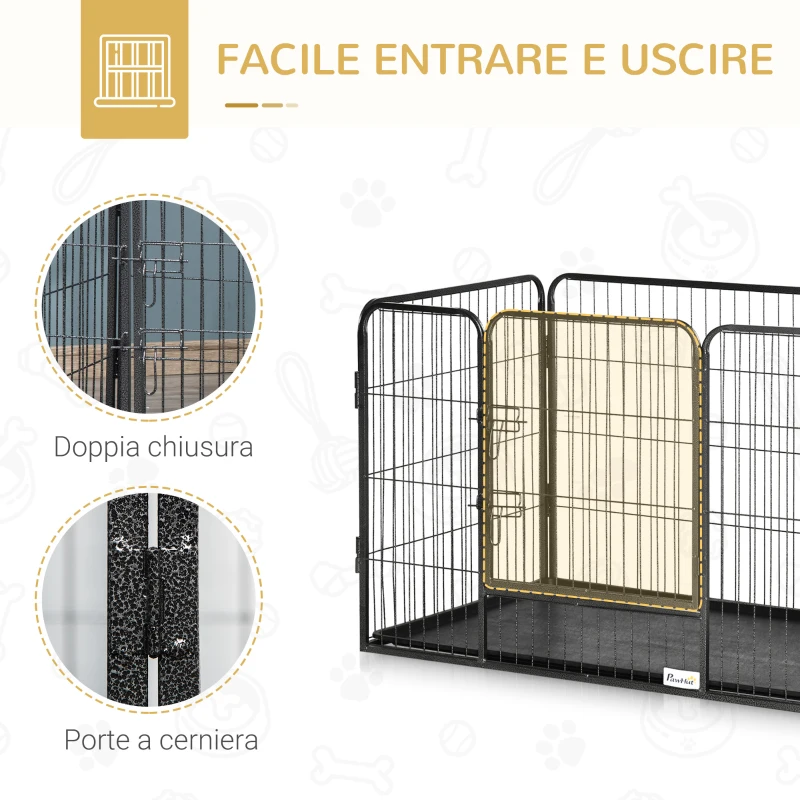 PawHut Box per Cani in Metallo con Porta e Vassoio sul Fondo, 109x74x71cm, Grigio