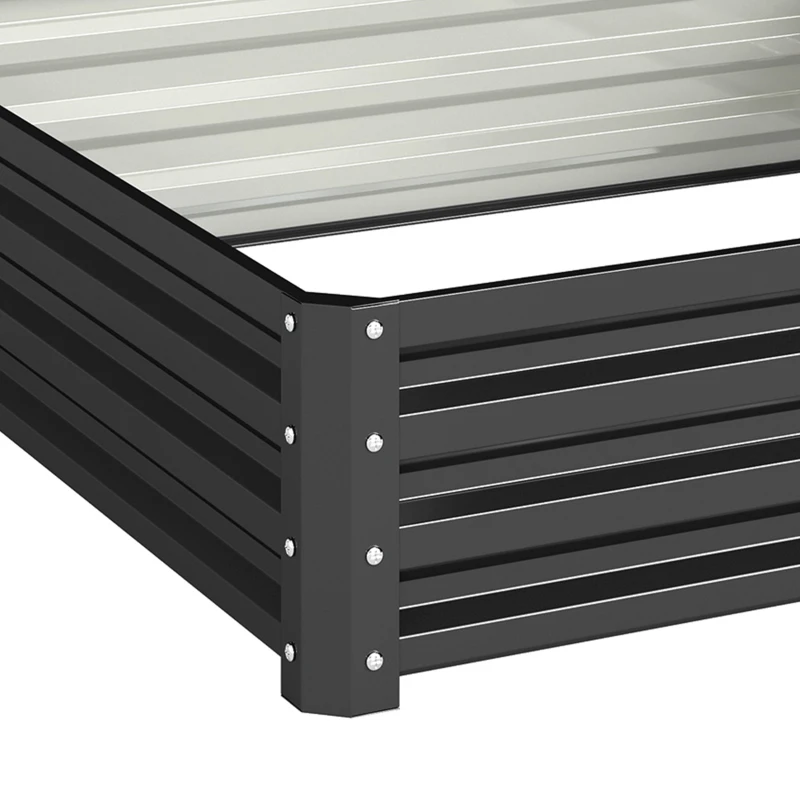 Outsunny Bedplantenbak met stalen kast grijs 120 x 120 x 30 cm