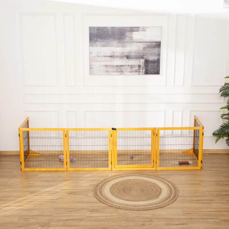 PawHut Barrière de sécurité pour chien barrière pliable à 6 panneaux avec pieds amovibles 432 x 36 x 70 cm jaune