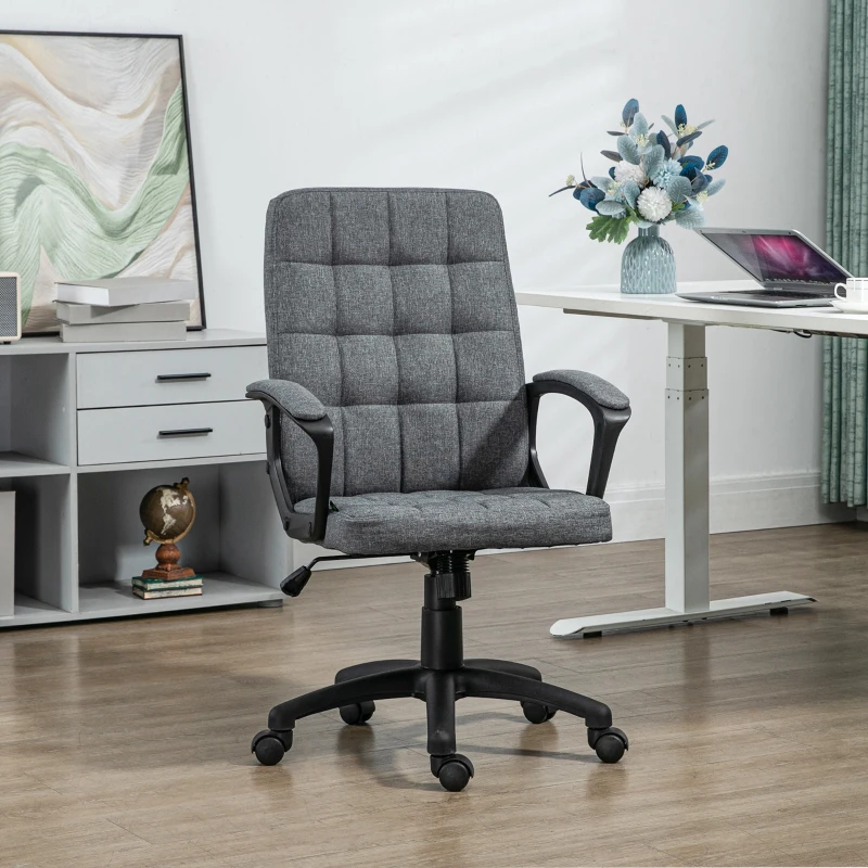 Vinsetto Silla de Escritorio Giratorio con Altura Ajustable y Reposabrazos Estilo Moderno 59x63x96-105,5 cm Gris Oscuro