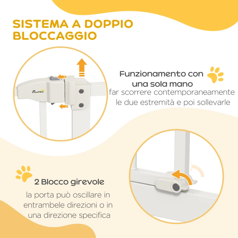 PawHut Cancelletto per Cani Estensibile con 4 Viti Regolabili, in Metallo e Plastica, 74-100x94 cm, Bianco