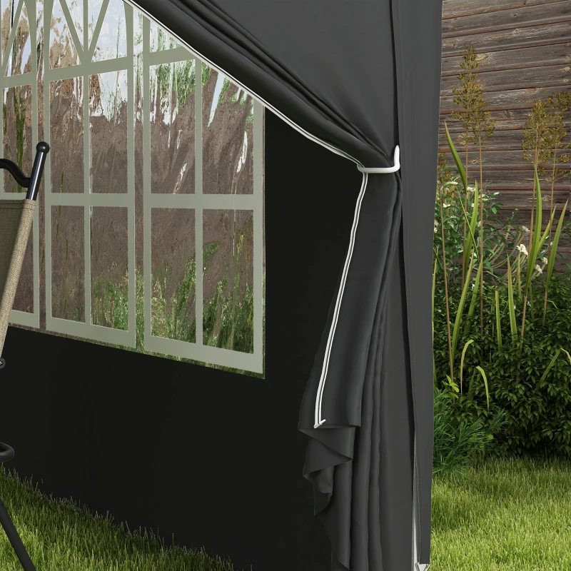 Outsunny 3 x 3 m Paviljoen met 4 Zijwanden, Ramen, Feesttent met UV-Bescherming, Tuinpaviljoen incl. Draagtas, Staal, Zwart
