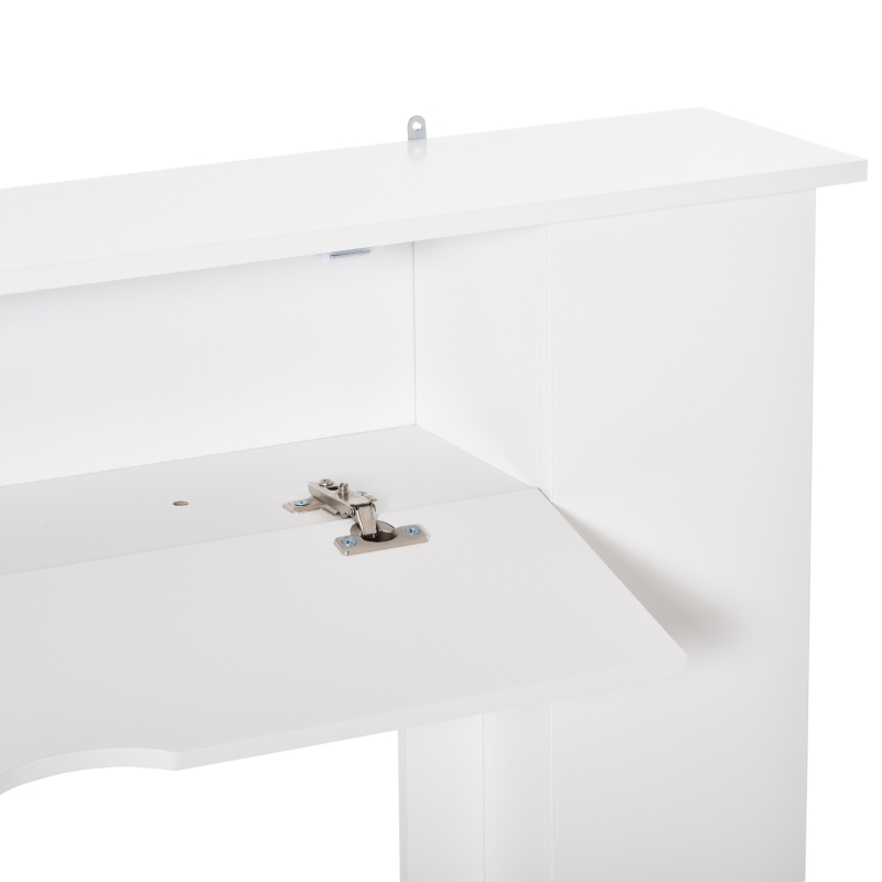 HOMCOM Cornice per Camino in Legno MDF con Armadietti Laterali, 107x18x100 cm, Bianco